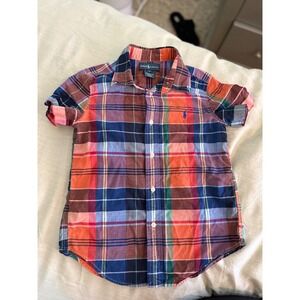 Ralph Lauren Boys 5 Madras Plaid Short Sleeve Shirt Multicolor Cotton Pony